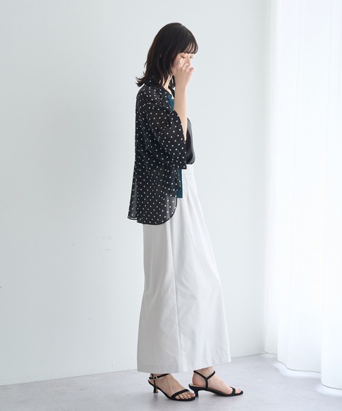 Editt by YECCA VECCA(エディットバイイェッカヴェッカ)の「【2点SET】キャミ付きシアードットシャツ(シャツ/ブラウス・レディース・ブラウン/ブラック・FREE)」の5枚目の写真