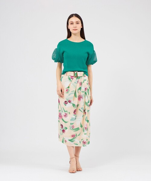 EPOCA(エポカ)の「【La maglia estate】 メッシュパフスリーブ ニットプルオーバー(Tシャツ/カットソー・レディース・チャコールグレー/グリーン/ホワイト・40)」の7枚目の写真