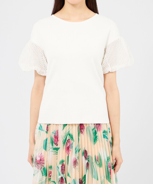 EPOCA(エポカ)の「【La maglia estate】 メッシュパフスリーブ ニットプルオーバー(Tシャツ/カットソー・レディース・チャコールグレー/グリーン/ホワイト・40)」の8枚目の写真