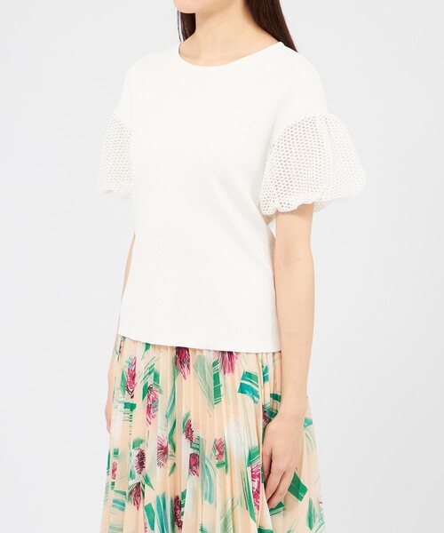 EPOCA(エポカ)の「【La maglia estate】 メッシュパフスリーブ ニットプルオーバー(Tシャツ/カットソー・レディース・チャコールグレー/グリーン/ホワイト・40)」の9枚目の写真