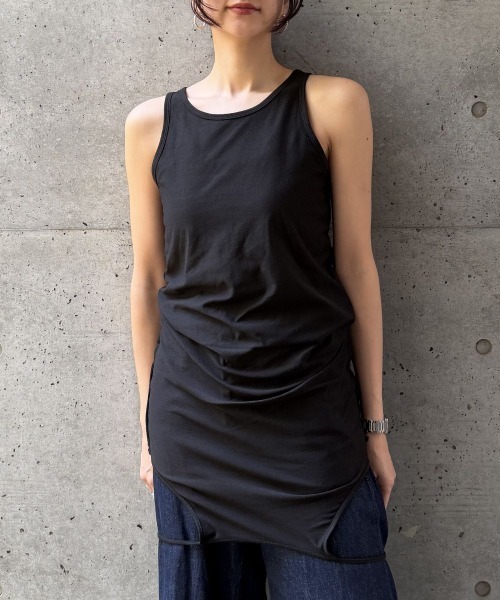 CIEL'AIR（シエルエアー）の「LAYERED TANK OVER CAMI（ｷｬﾐﾚｲﾔｰﾄﾞﾀﾝｸﾄｯﾌﾟ）（Tシャツ/カットソー・レディース・ブラック/オフホワイト・FREE）」の2枚目の写真