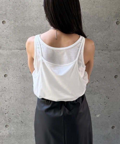 CIEL'AIR（シエルエアー）の「LAYERED TANK OVER CAMI（ｷｬﾐﾚｲﾔｰﾄﾞﾀﾝｸﾄｯﾌﾟ）（Tシャツ/カットソー・レディース・ブラック/オフホワイト・FREE）」の5枚目の写真