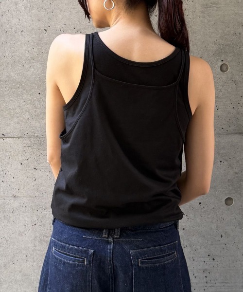 CIEL'AIR（シエルエアー）の「LAYERED TANK OVER CAMI（ｷｬﾐﾚｲﾔｰﾄﾞﾀﾝｸﾄｯﾌﾟ）（Tシャツ/カットソー・レディース・ブラック/オフホワイト・FREE）」の13枚目の写真