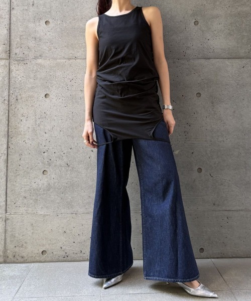CIEL'AIR（シエルエアー）の「LAYERED TANK OVER CAMI（ｷｬﾐﾚｲﾔｰﾄﾞﾀﾝｸﾄｯﾌﾟ）（Tシャツ/カットソー・レディース・ブラック/オフホワイト・FREE）」の16枚目の写真