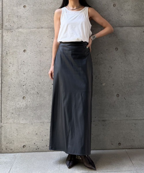 CIEL'AIR（シエルエアー）の「LAYERED TANK OVER CAMI（ｷｬﾐﾚｲﾔｰﾄﾞﾀﾝｸﾄｯﾌﾟ）（Tシャツ/カットソー・レディース・ブラック/オフホワイト・FREE）」の4枚目の写真