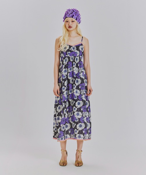 anna sui nyc(アナ スイ エヌ ワイ シー)の「サマーレトロフラワーキャミドレス(ワンピース・レディース・グリーン/パープル・FREE)」の15枚目の写真