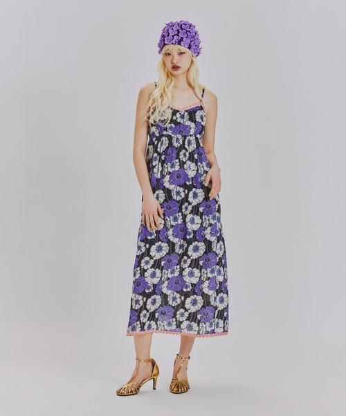 anna sui nyc(アナ スイ エヌ ワイ シー)の「サマーレトロフラワーキャミドレス(ワンピース・レディース・グリーン/パープル・FREE)」の14枚目の写真