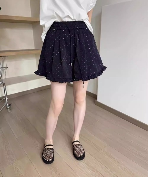 Ritzy(リッツィー)の「ドット柄 × フリル キュロット風ミニスカート(その他パンツ・レディース・ドット/ブラック・M)」の4枚目の写真