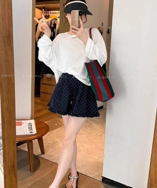 Ritzy(リッツィー)の「ドット柄 × フリル キュロット風ミニスカート(その他パンツ・レディース・ドット/ブラック・M)」の12枚目の写真