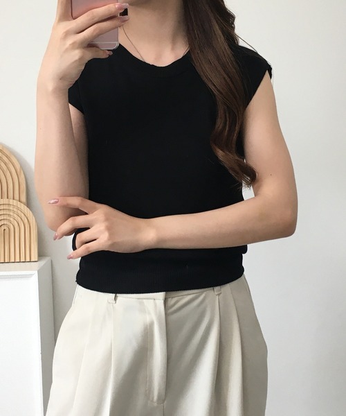 RME.(アールエムイー)の「フレンチスリーブサマーニットソー(Tシャツ/カットソー・レディース・イエロー/パープル/グリーン/レッド/ホワイト/カーキ/ブラック/アイボリー・FREE)」の18枚目の写真