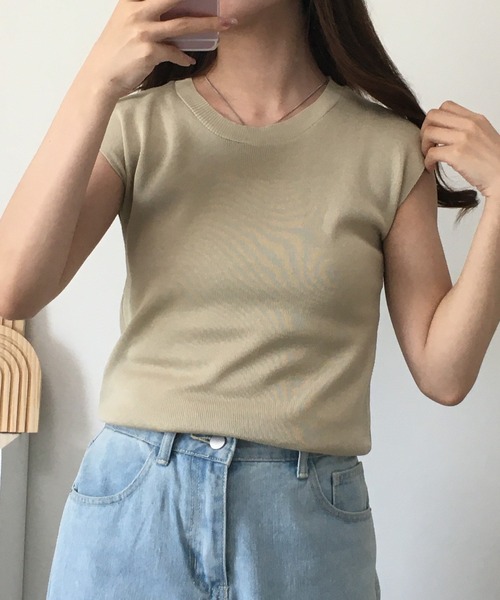 RME.(アールエムイー)の「フレンチスリーブサマーニットソー(Tシャツ/カットソー・レディース・イエロー/パープル/グリーン/レッド/ホワイト/カーキ/ブラック/アイボリー・FREE)」の21枚目の写真