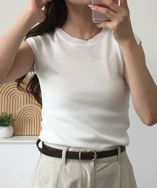 RME.(アールエムイー)の「フレンチスリーブサマーニットソー(Tシャツ/カットソー・レディース・イエロー/パープル/グリーン/レッド/ホワイト/カーキ/ブラック/アイボリー・FREE)」の11枚目の写真
