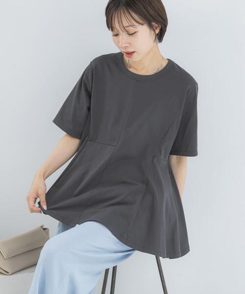 URBAN RESEARCH ROSSO WOMEN(アーバンリサーチ ロッソ)の「PROTAGONISTA ASYMMETRY DESIGN T-SHIRTS(Tシャツ/カットソー・レディース・カーキ/チャコールグレー/ホワイト・FREE)」の2枚目の写真