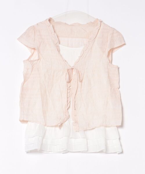 Anely(アネリー)の「Anely フロント リボン 裾フリル レイヤード トップス(Tシャツ/カットソー・レディース・ブルーグレー/アイボリー/ピンク・FREE)」の19枚目の写真