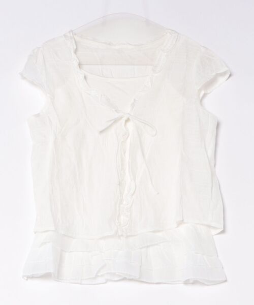 Anely(アネリー)の「Anely フロント リボン 裾フリル レイヤード トップス(Tシャツ/カットソー・レディース・ブルーグレー/アイボリー/ピンク・FREE)」の20枚目の写真
