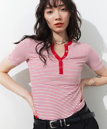 スナップボタンヘンリーボーダーTEE