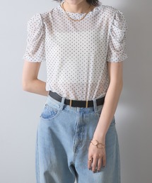 シアードットパフスリーブTシャツ