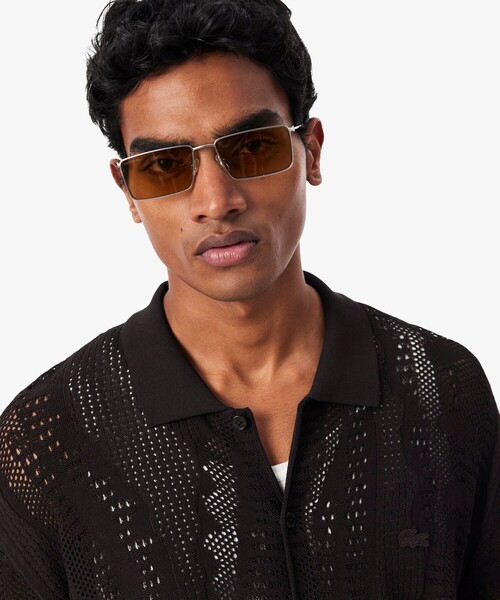 LACOSTE(ラコステ)の「レースニットクロコダイル シアーシャツ(シャツ/ブラウス・メンズ・ブラウン・2/4/3/5)」の2枚目の写真