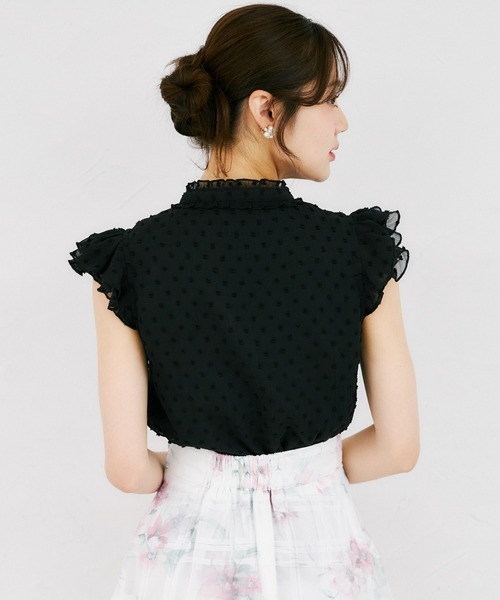 tocco closet(トッコ クローゼット)の「ネックフリルリボン付きドビードットフレアスリーブブラウス(シャツ/ブラウス・レディース・オフホワイト/ブラック・M)」の11枚目の写真