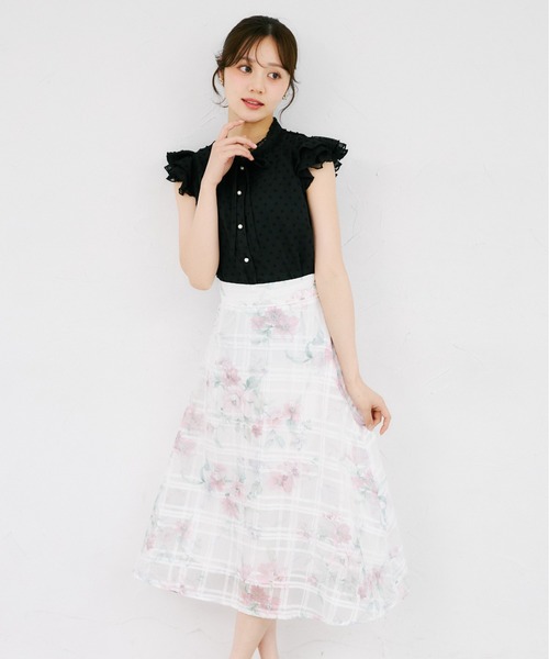 tocco closet(トッコ クローゼット)の「ネックフリルリボン付きドビードットフレアスリーブブラウス(シャツ/ブラウス・レディース・オフホワイト/ブラック・M)」の14枚目の写真