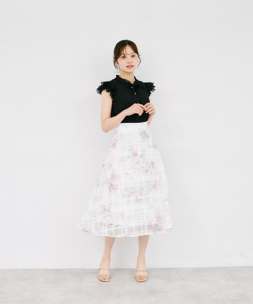 tocco closet(トッコ クローゼット)の「ネックフリルリボン付きドビードットフレアスリーブブラウス(シャツ/ブラウス・レディース・オフホワイト/ブラック・M)」の12枚目の写真