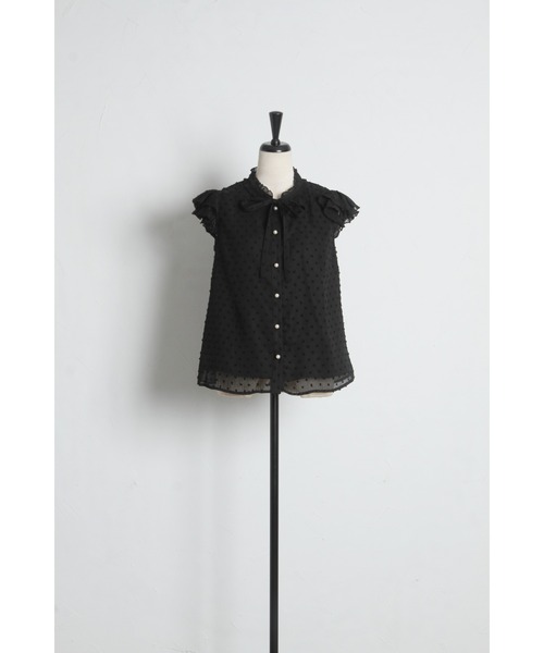 tocco closet(トッコ クローゼット)の「ネックフリルリボン付きドビードットフレアスリーブブラウス(シャツ/ブラウス・レディース・オフホワイト/ブラック・M)」の18枚目の写真