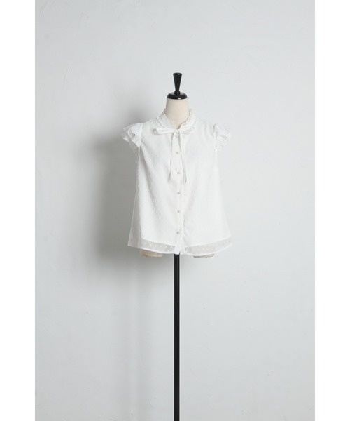 tocco closet(トッコ クローゼット)の「ネックフリルリボン付きドビードットフレアスリーブブラウス(シャツ/ブラウス・レディース・オフホワイト/ブラック・M)」の19枚目の写真