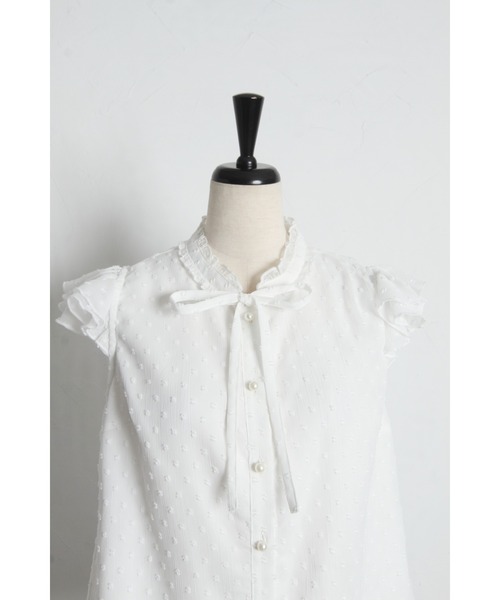 tocco closet(トッコ クローゼット)の「ネックフリルリボン付きドビードットフレアスリーブブラウス(シャツ/ブラウス・レディース・オフホワイト/ブラック・M)」の22枚目の写真