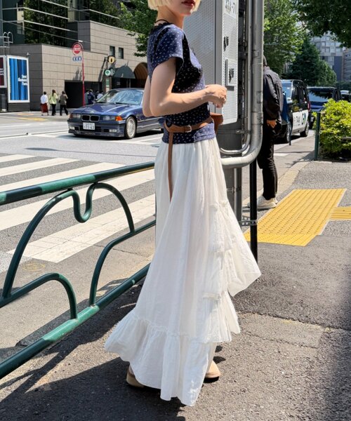 w closet(ダブルクローゼット)の「【花柄/無地】レース使いT 夏服(Tシャツ/カットソー・レディース・アイボリー/ネイビー/オフホワイト/サックスブルー・FREE)」の22枚目の写真