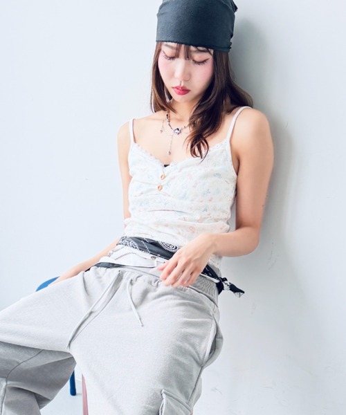 Y2K SYNAPSE FACTORY（ワイツーケー シナプスファクトリー）の「【ドリームプリント】レーストリミングコットンキャミソール（Tシャツ/カットソー・レディース・クリーム/アイボリー・FREE）」の18枚目の写真