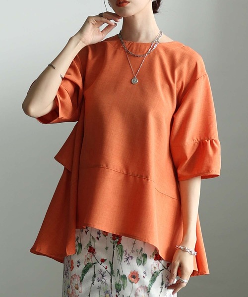 Sawa a la mode（サワアラモード）の「バックフリルフレアシルエットブラウス（シャツ/ブラウス・レディース・オレンジ/ブラック/ターコイズブルー・FREE）」の3枚目の写真