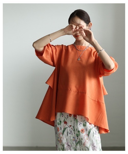 Sawa a la mode（サワアラモード）の「バックフリルフレアシルエットブラウス（シャツ/ブラウス・レディース・オレンジ/ブラック/ターコイズブルー・FREE）」の13枚目の写真
