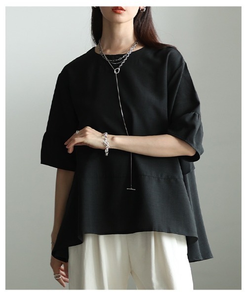 Sawa a la mode（サワアラモード）の「バックフリルフレアシルエットブラウス（シャツ/ブラウス・レディース・オレンジ/ブラック/ターコイズブルー・FREE）」の19枚目の写真