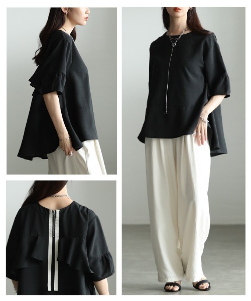 Sawa a la mode（サワアラモード）の「バックフリルフレアシルエットブラウス（シャツ/ブラウス・レディース・オレンジ/ブラック/ターコイズブルー・FREE）」の20枚目の写真