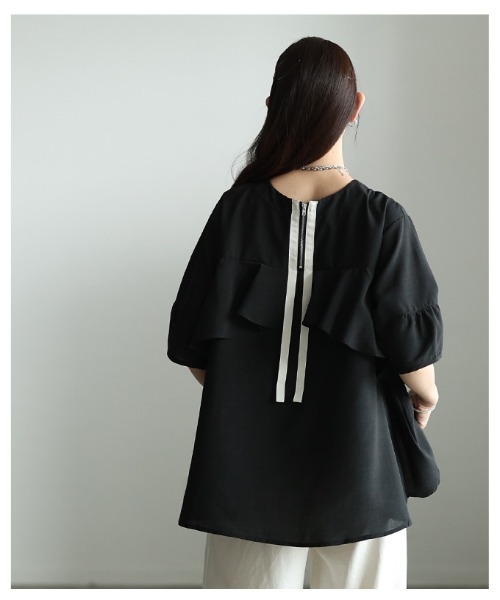 Sawa a la mode（サワアラモード）の「バックフリルフレアシルエットブラウス（シャツ/ブラウス・レディース・オレンジ/ブラック/ターコイズブルー・FREE）」の21枚目の写真