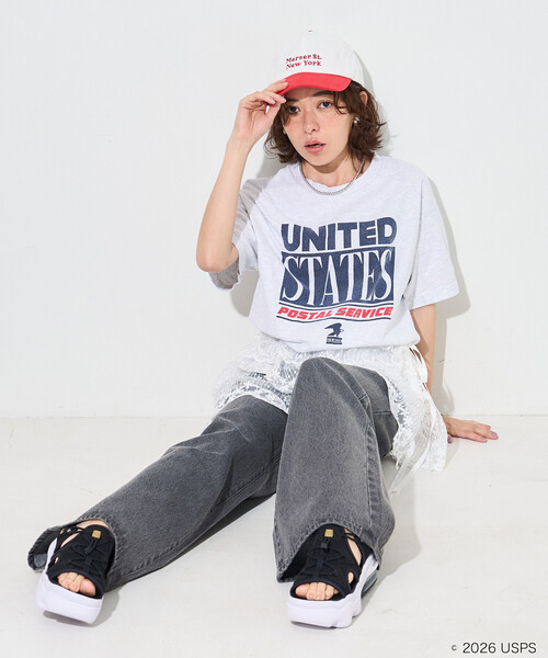 FREAK'S STORE（フリークスストア）の「GOOD ROCK SPEED/グッドロックスピード USPS T-SHIRT/ロゴTシャツ（Tシャツ/カットソー・レディース・オフホワイト/グレー/ホワイト/ライトグレー・FREE）」の6枚目の写真