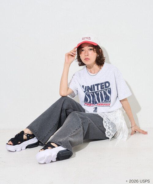FREAK'S STORE（フリークスストア）の「GOOD ROCK SPEED/グッドロックスピード USPS T-SHIRT/ロゴTシャツ（Tシャツ/カットソー・レディース・オフホワイト/グレー/ホワイト/ライトグレー・FREE）」の7枚目の写真