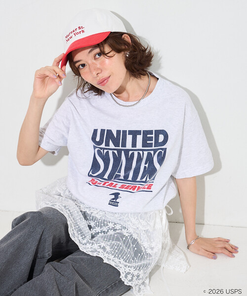 FREAK'S STORE（フリークスストア）の「GOOD ROCK SPEED/グッドロックスピード USPS T-SHIRT/ロゴTシャツ（Tシャツ/カットソー・レディース・オフホワイト/グレー/ホワイト/ライトグレー・FREE）」の15枚目の写真