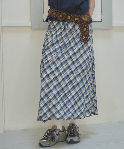 Birthday room（バースデイルーム）の「サマーチェックロングSK/Summer Check Long Skirt（スカート・レディース・ブルー/ブラック・FREE）」の2枚目の写真