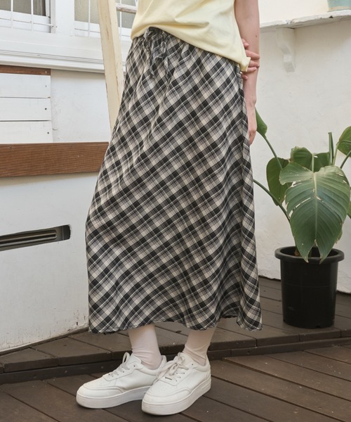 Birthday room（バースデイルーム）の「サマーチェックロングSK/Summer Check Long Skirt（スカート・レディース・ブルー/ブラック・FREE）」の9枚目の写真