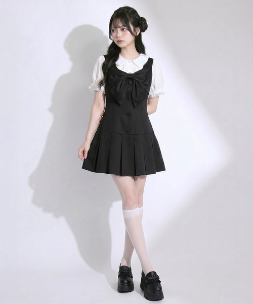 DearMyLoveRose(ディアマイラブローズ)の「ビッグリボンタックミニジャンスカワンピース【大きいサイズあり】(ワンピース・レディース・ブラック/グレー・LL~3L/L~LL/M-L)」の9枚目の写真