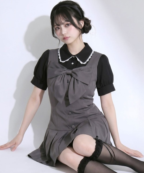DearMyLoveRose(ディアマイラブローズ)の「ビッグリボンタックミニジャンスカワンピース【大きいサイズあり】(ワンピース・レディース・ブラック/グレー・LL~3L/L~LL/M-L)」の16枚目の写真