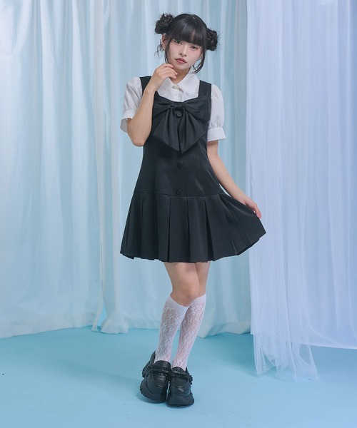 DearMyLoveRose(ディアマイラブローズ)の「ビッグリボンタックミニジャンスカワンピース【大きいサイズあり】(ワンピース・レディース・ブラック/グレー・LL~3L/L~LL/M-L)」の8枚目の写真