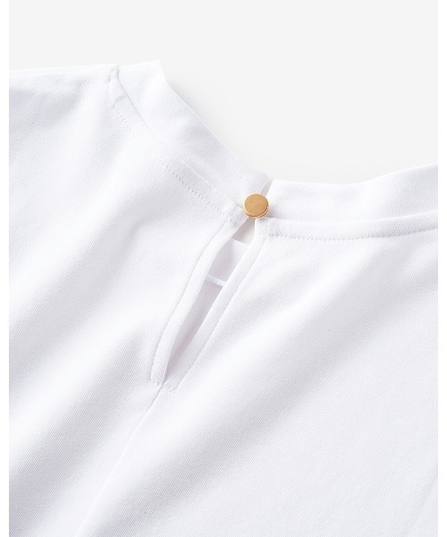 DoCLASSE( ドゥクラッセ)の「チルコットン・アシメトリーヘムトップス(Tシャツ/カットソー・レディース・ホワイト/ブラウン・L/LL)」の4枚目の写真