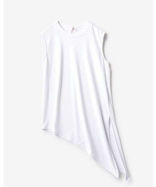 DoCLASSE( ドゥクラッセ)の「チルコットン・アシメトリーヘムトップス(Tシャツ/カットソー・レディース・ホワイト/ブラウン・L/LL)」の7枚目の写真