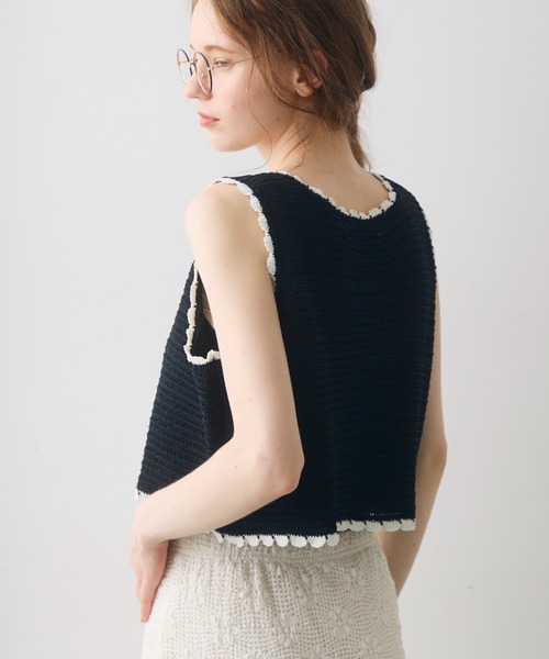 Crisp(クリスプ)の「bicolor short knit tank / バイカラーショートニットタンク(ベスト・レディース・アイボリー/ブラック・FREE)」の18枚目の写真