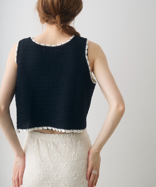 Crisp(クリスプ)の「bicolor short knit tank / バイカラーショートニットタンク(ベスト・レディース・アイボリー/ブラック・FREE)」の19枚目の写真
