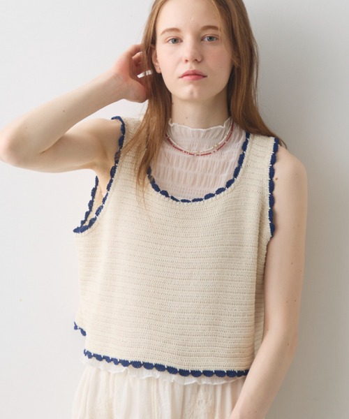 Crisp(クリスプ)の「bicolor short knit tank / バイカラーショートニットタンク(ベスト・レディース・アイボリー/ブラック・FREE)」の17枚目の写真