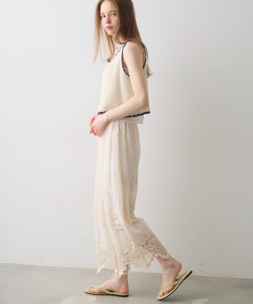 Crisp(クリスプ)の「bicolor short knit tank / バイカラーショートニットタンク(ベスト・レディース・アイボリー/ブラック・FREE)」の11枚目の写真