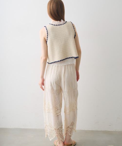 Crisp(クリスプ)の「bicolor short knit tank / バイカラーショートニットタンク(ベスト・レディース・アイボリー/ブラック・FREE)」の3枚目の写真